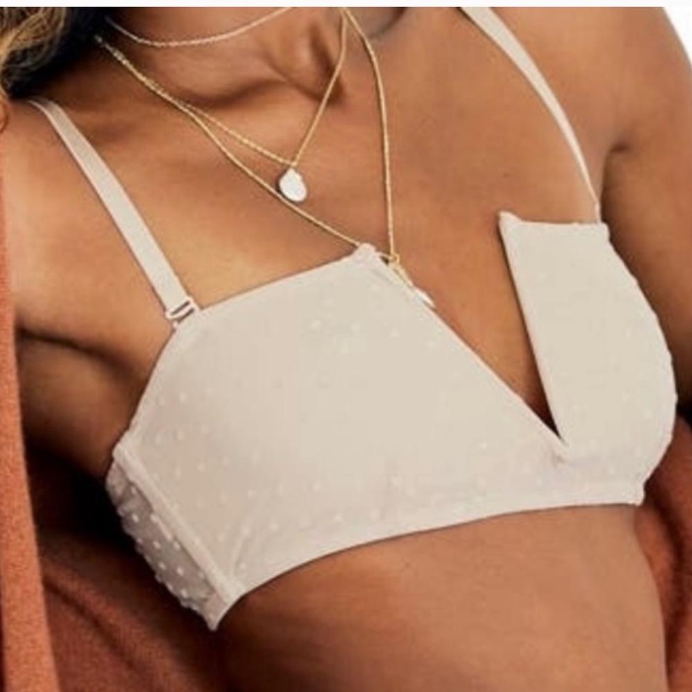 Free people Sierra Swiss Dot Mesh Nude V-Neck Bandeau